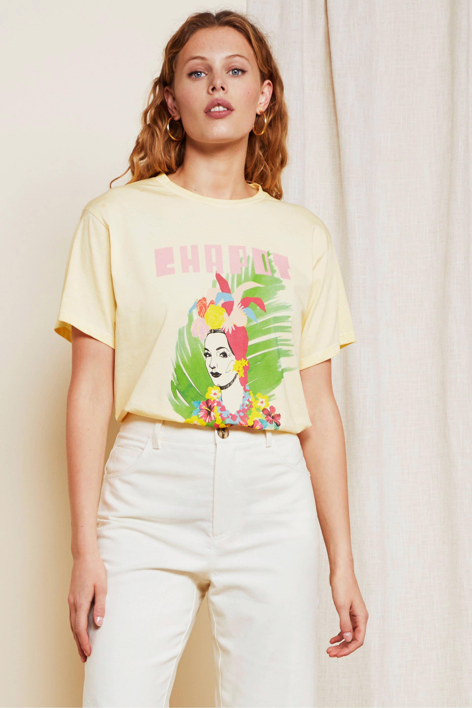Fabienne Chapot T shirt Carmen met printopdruk geel | wehkamp Fabienne Chapot T shirt met printopdruk zwartpaars | wehkamp