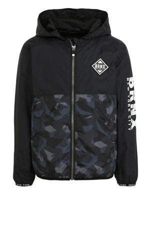 zomerjas met camouflageprint zwart/grijs