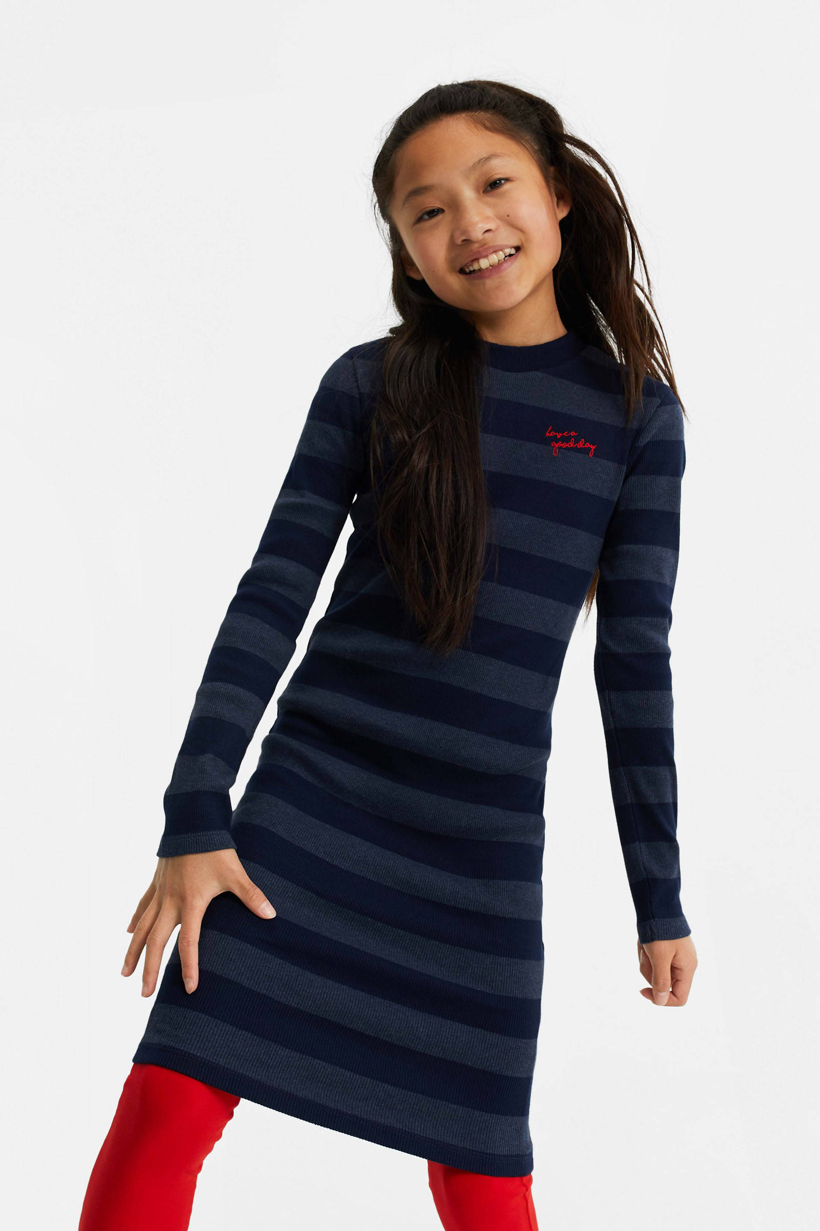 WE Fashion gestreepte sweatjurk grijsblauw | wehkamp MEISJES SWEAT SWEATER JURK | 79638128 WE Fashion