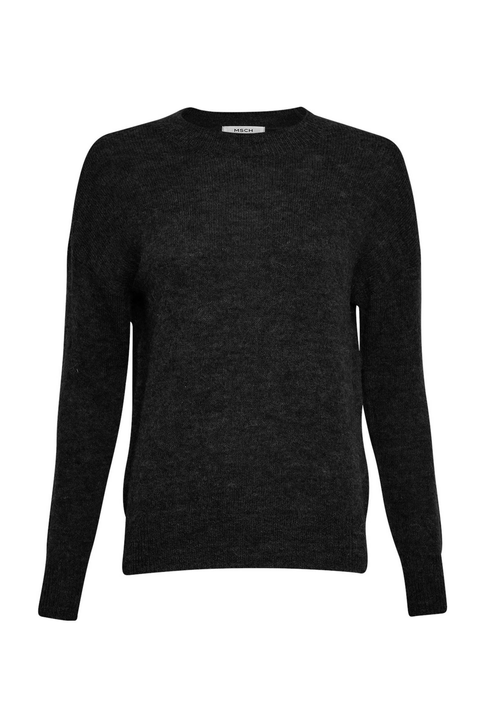 MSCH Copenhagen gemêleerde trui Femme Alpaca met wol zwart MSCH Copenhagen trui met wol | wehkamp
