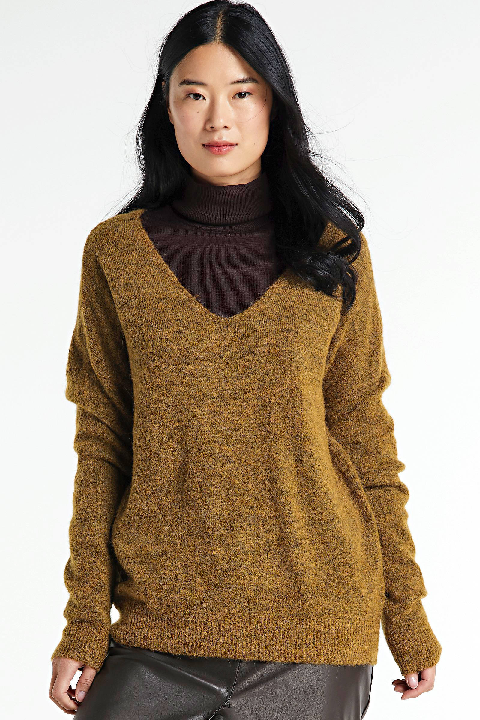 MSCH Copenhagen gemêleerde trui Femme Alpaca V Neck met wol MSCH Copenhagen gemêleerde trui Femme Alpaca met wol zwart