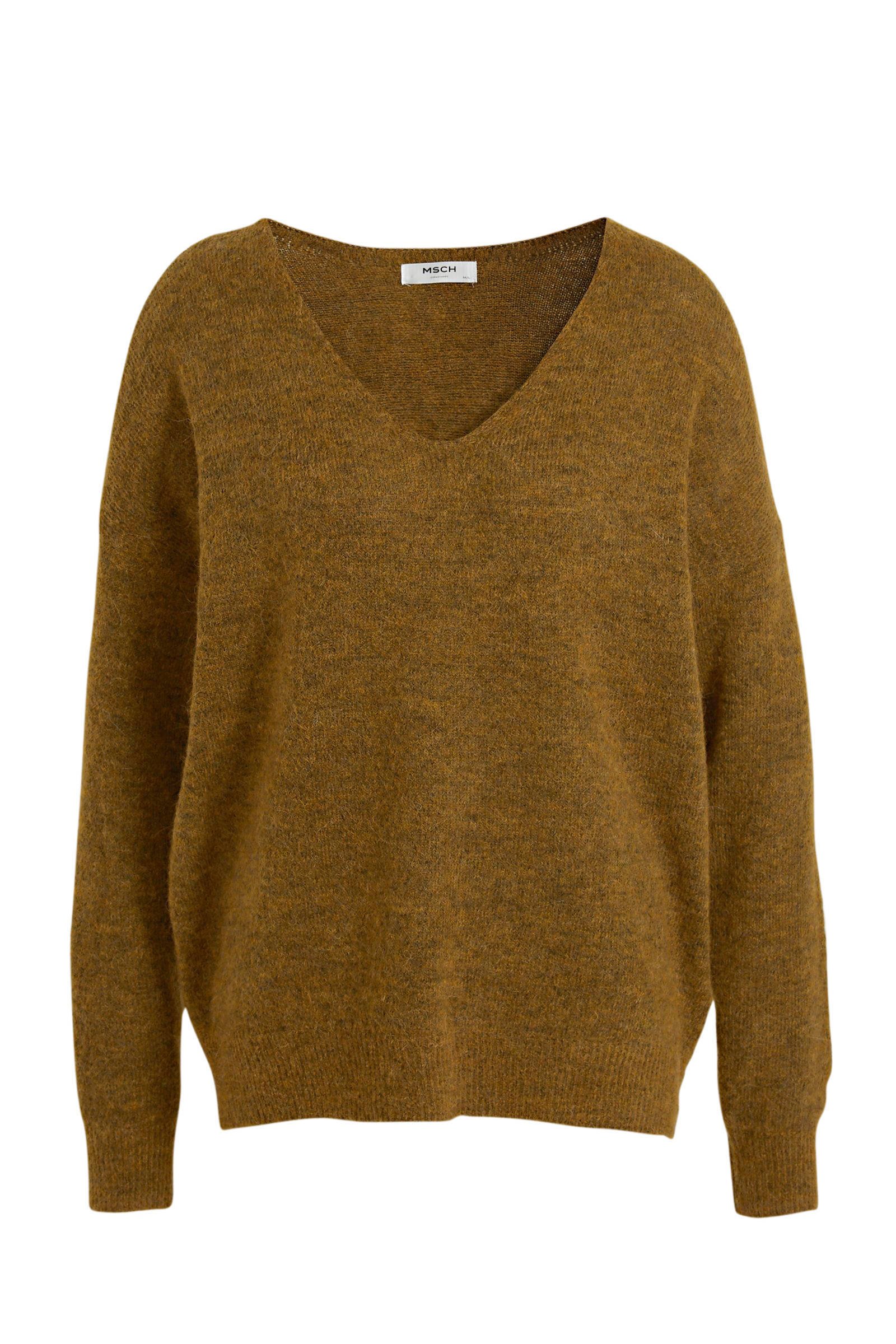 MSCH Copenhagen gemêleerde trui Femme Alpaca V Neck met wol MSCH Copenhagen trui met wol | wehkamp