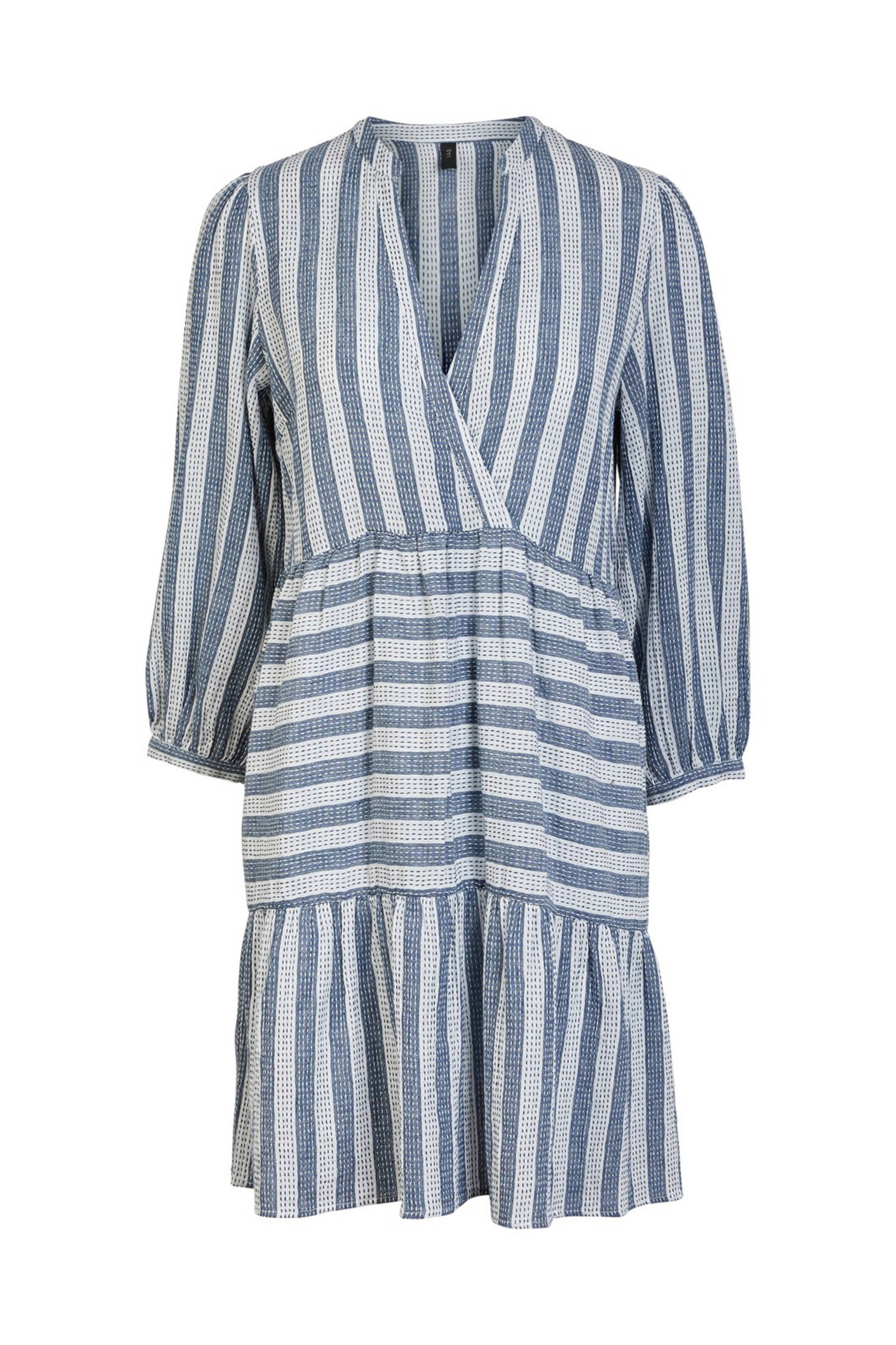 Y.A.S gestreepte jurk blauw/wit wehkamp