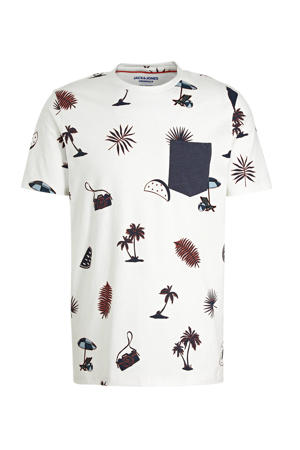 T-shirt met all over print ecru