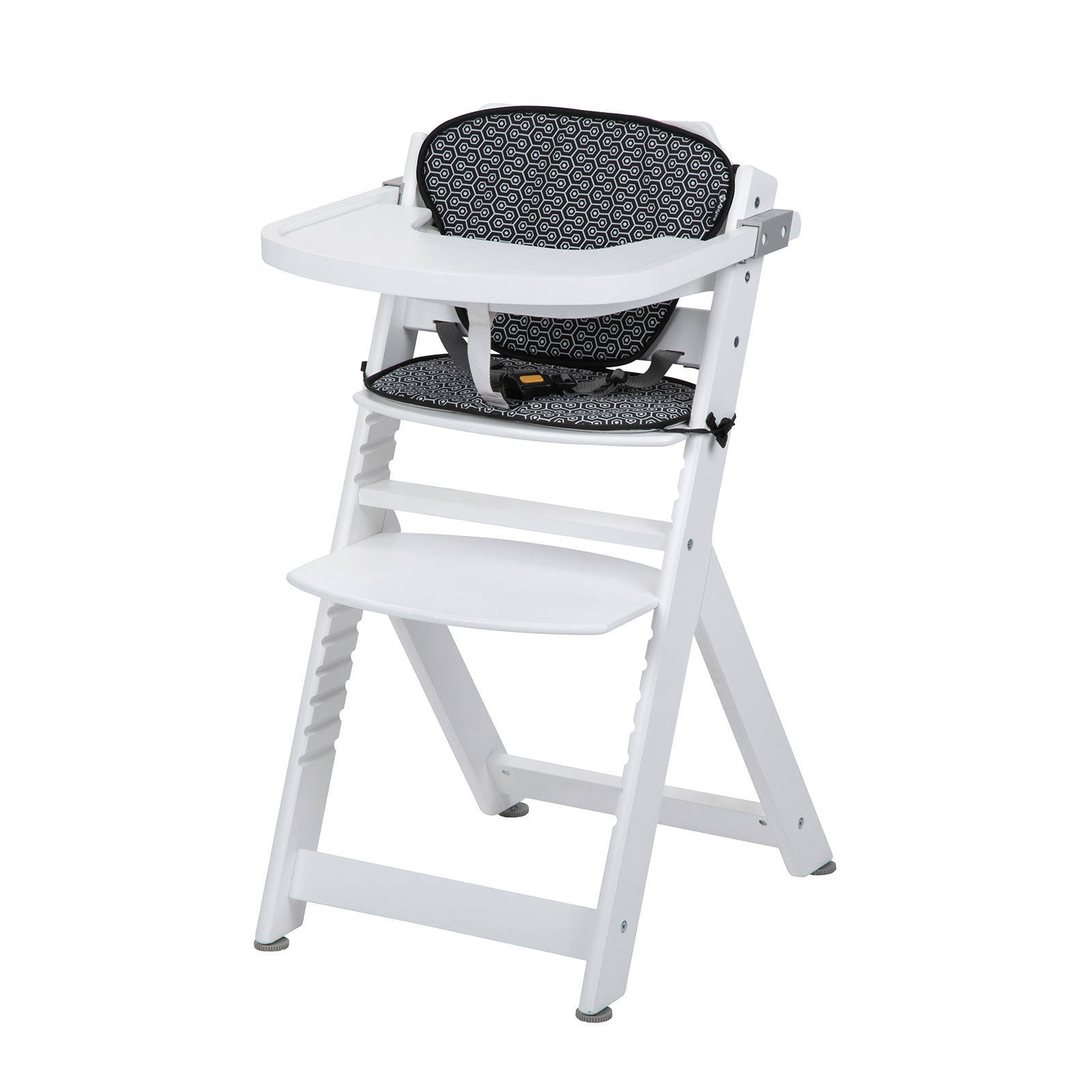 Safety 1st Timba met kussen kinderstoel white wood Safety 1st Kinderstoel Timba met kussens zwart en grijs