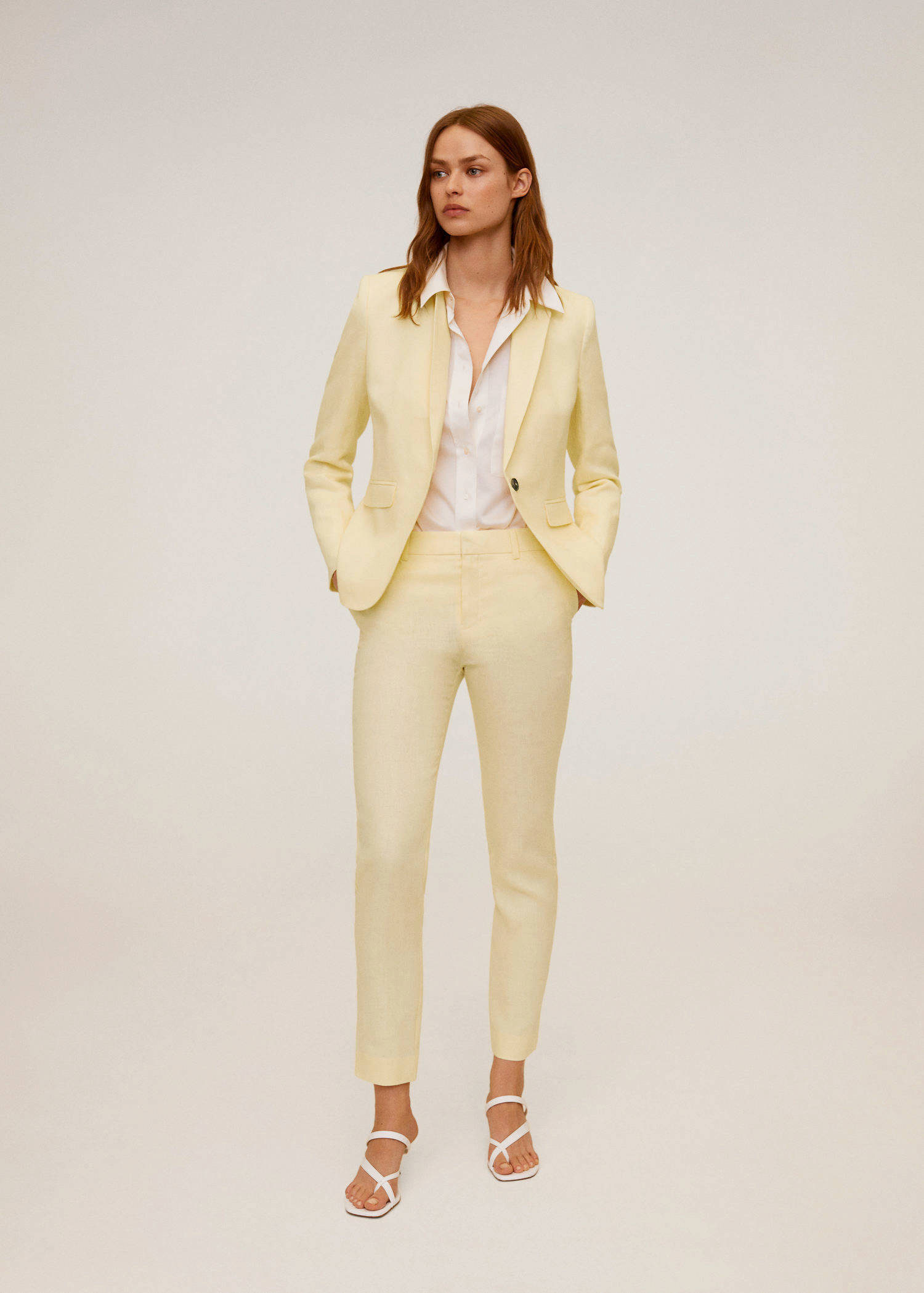 Mango linnen blazer lichtgeel | wehkamp Mango linnen blazer lichtgeel | wehkamp