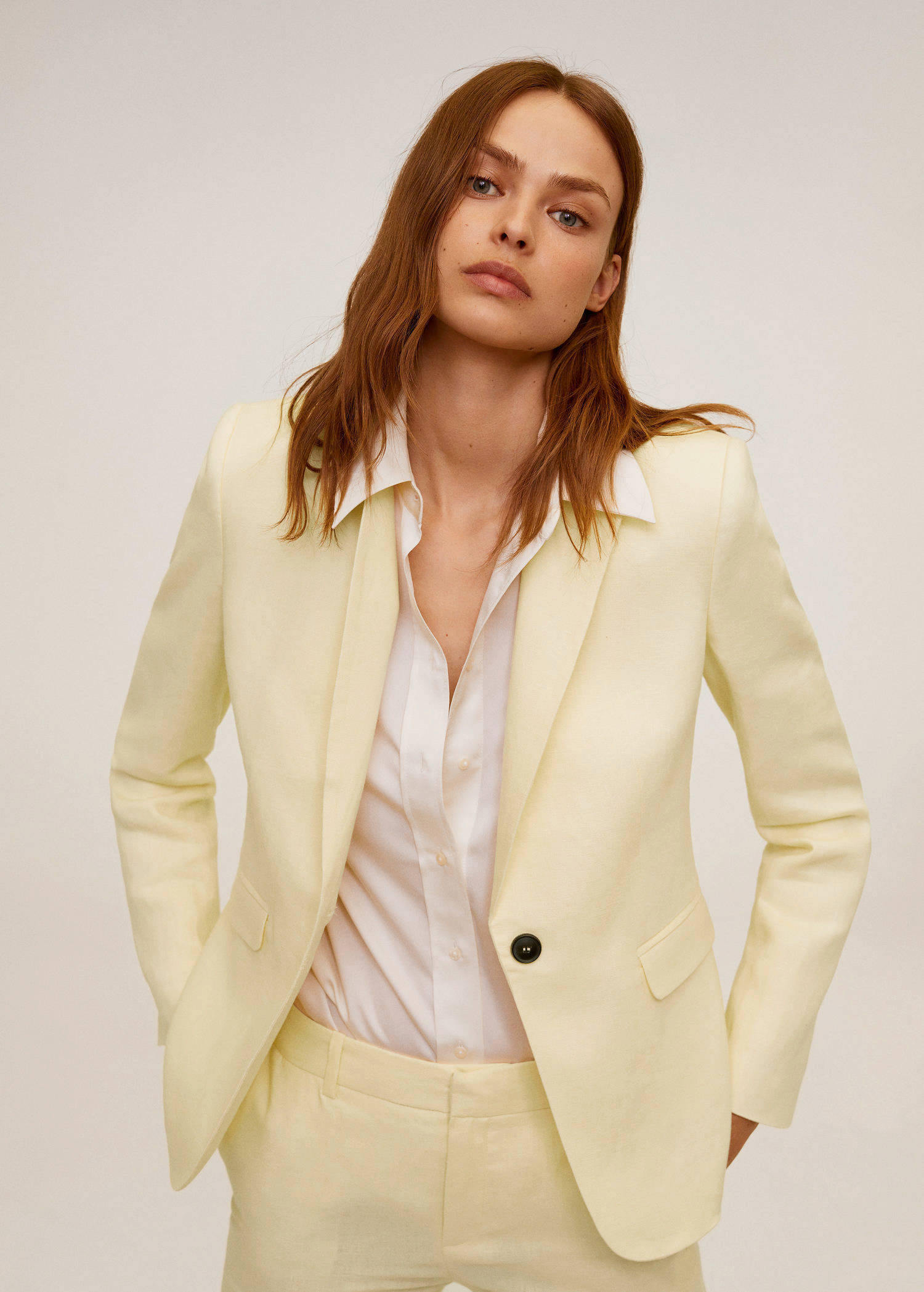Mango linnen blazer lichtgeel | wehkamp Mango linnen blazer lichtgeel | wehkamp