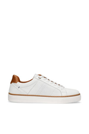 nubuck sneakers wit/cognac