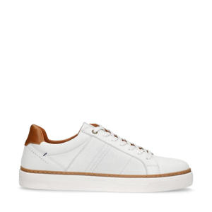 nubuck sneakers wit/cognac