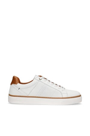 nubuck sneakers wit/cognac