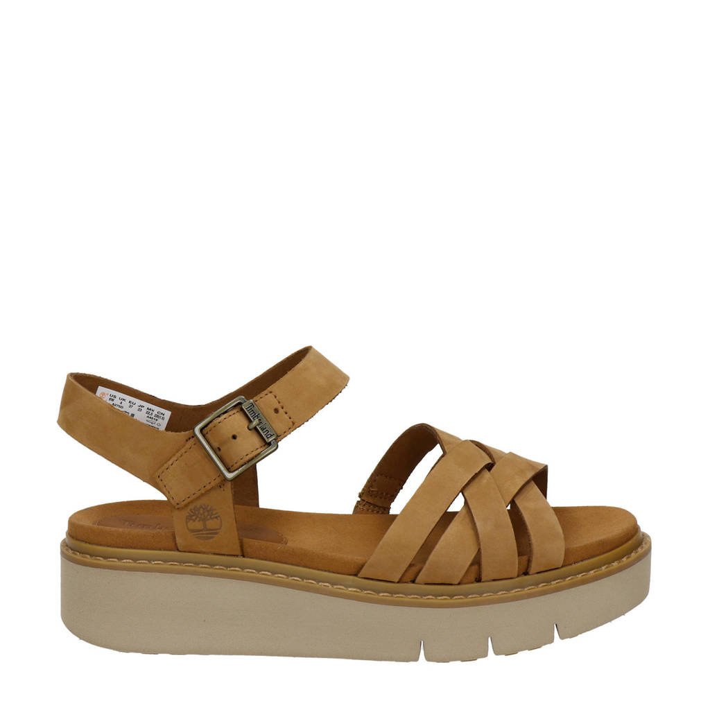 Timberland Safari Dawn Strappy nubuck plateau sandalen cognac