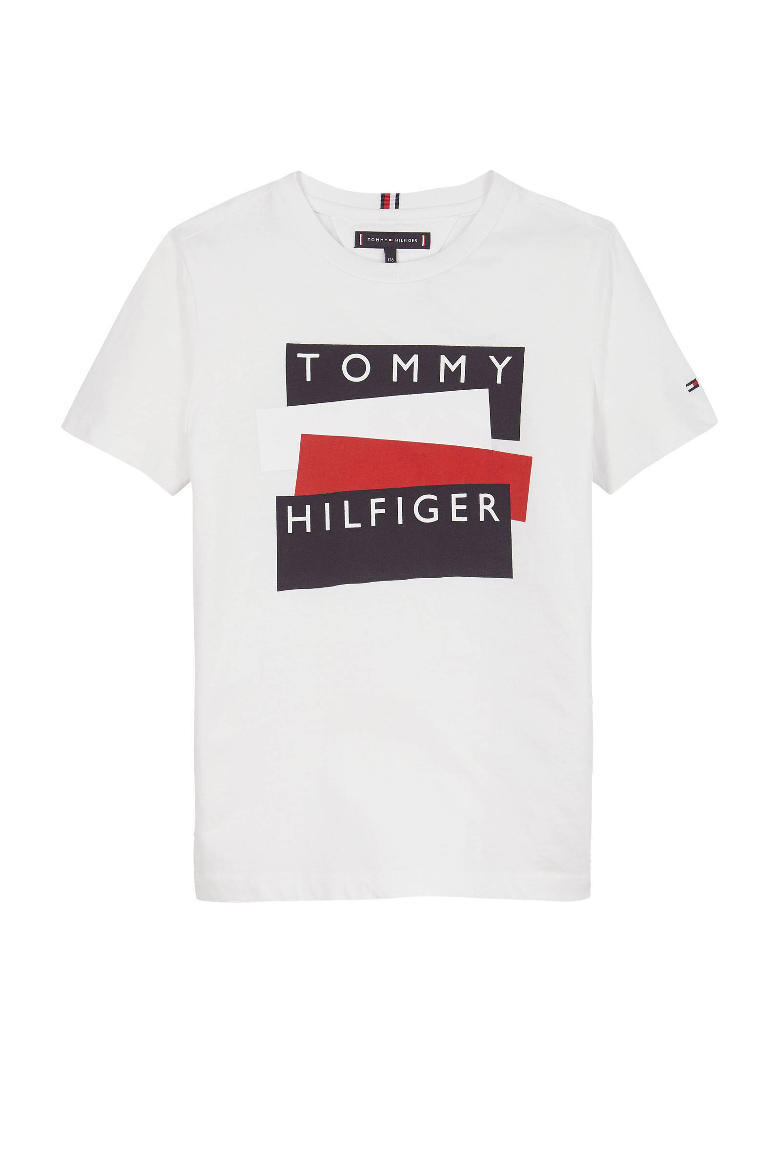 Witte t-shirt met logo en strepen Tommy Hilfiger