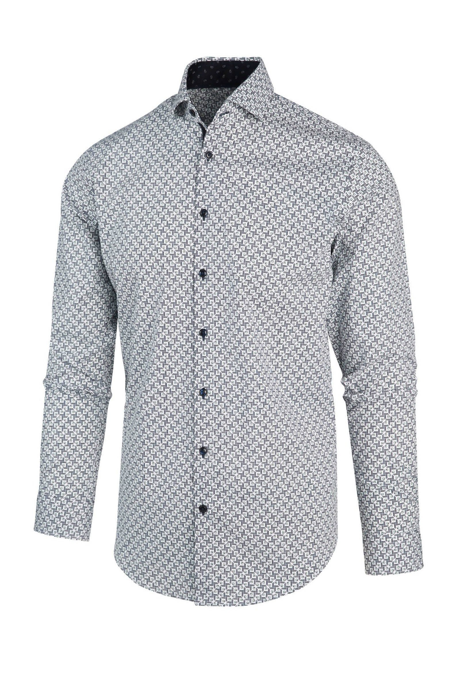 Blue Industry regular fit overhemd met all over print blauw/wit online kopen