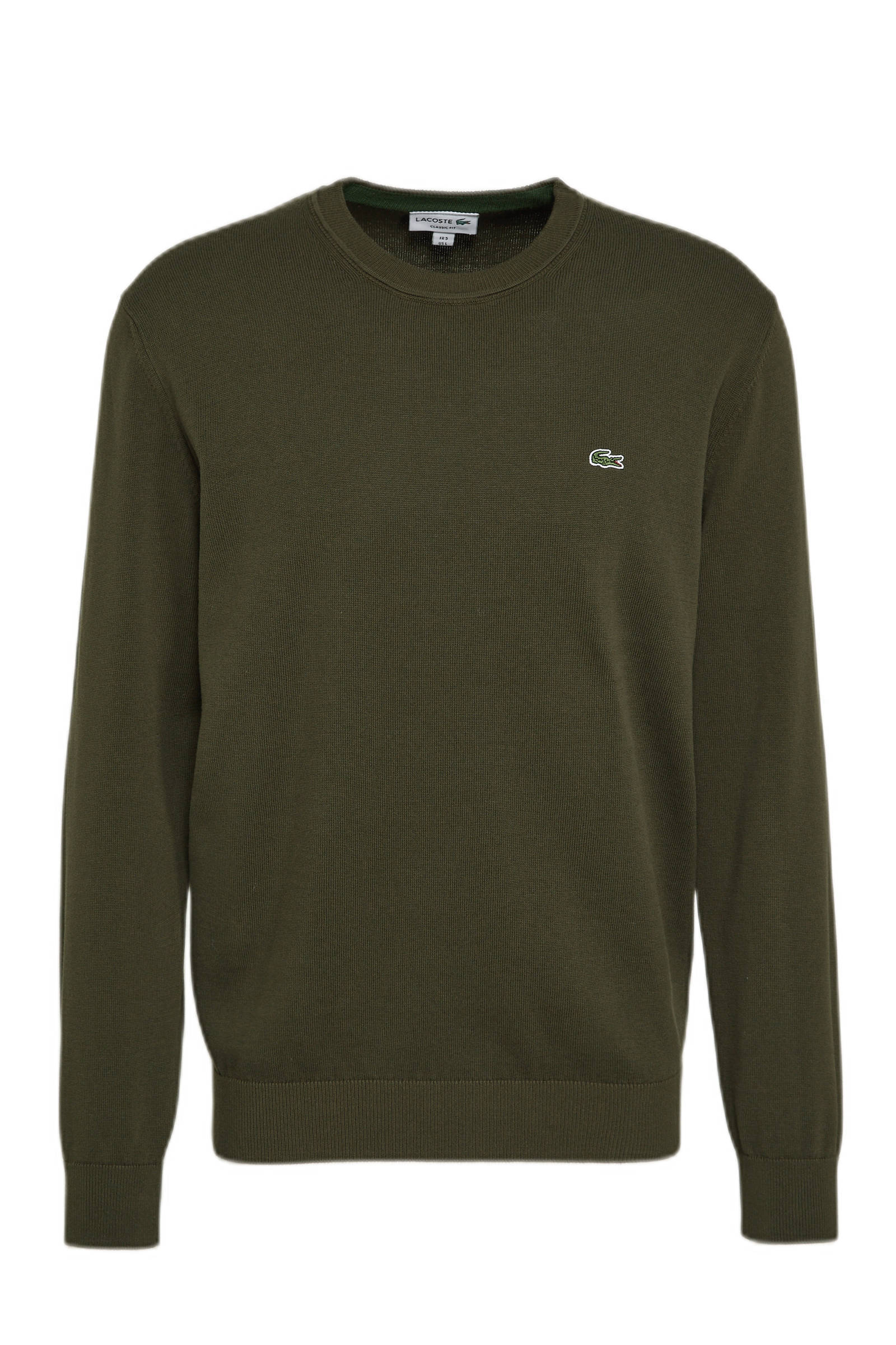 Lacoste Round neck knitwear classic fit khaki green online kopen
