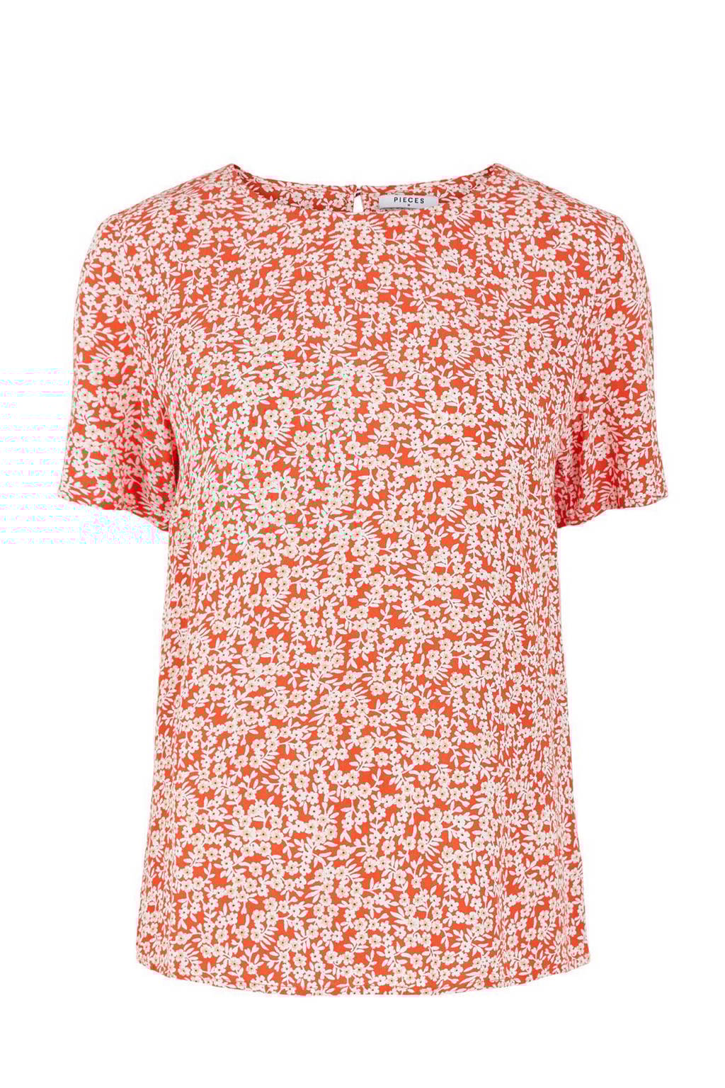 PIECES top met all over print rood, Rood