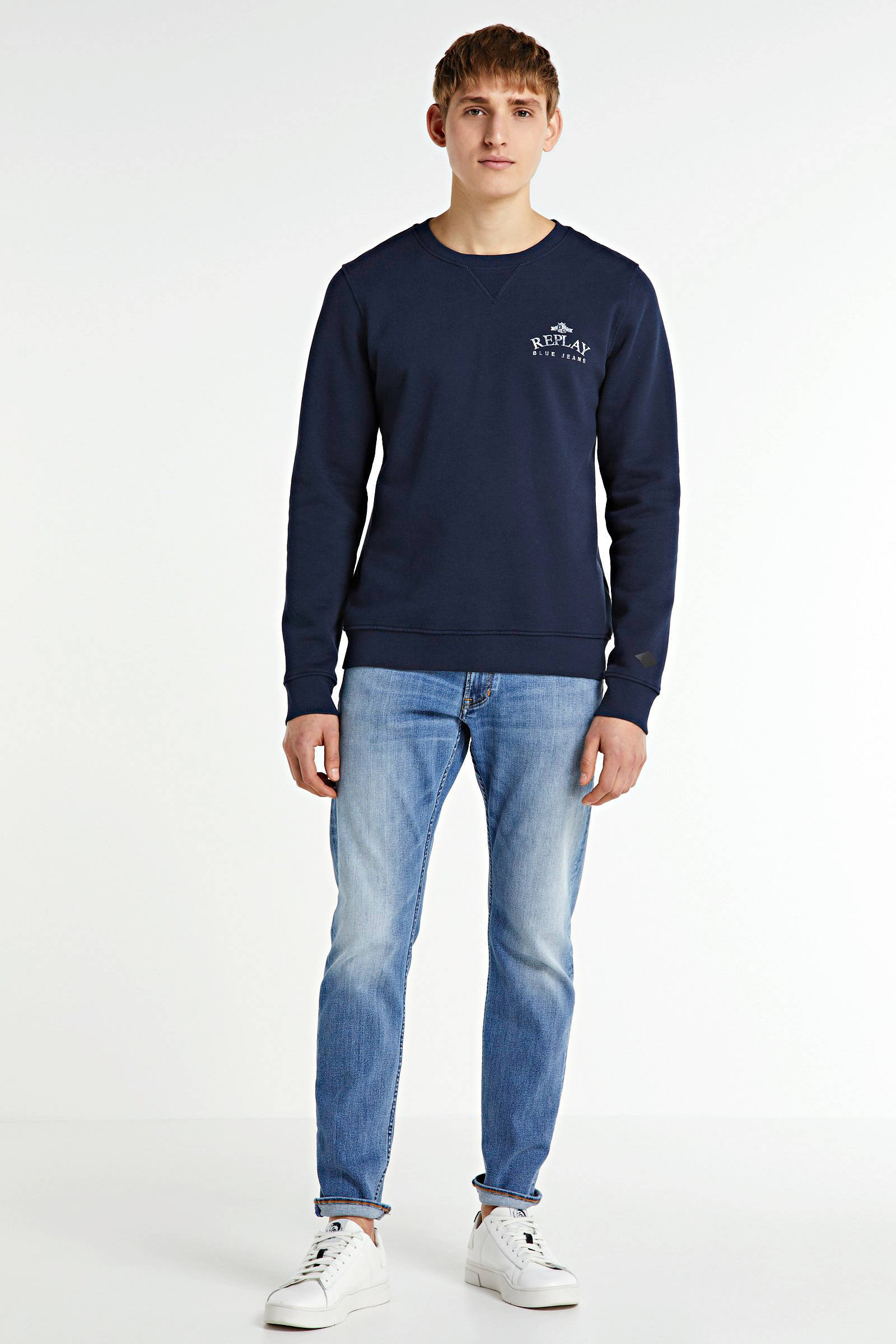 REPLAY sweater met logo donkerblauw | wehkamp REPLAY sweater met logo donkerblauw | wehkamp