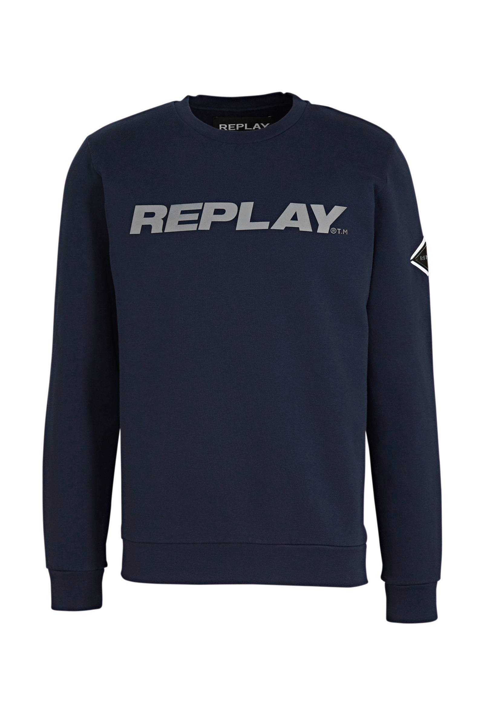 REPLAY sweater met logo donkerblauwgrijs | wehkamp REPLAY sweater met logo donkerblauw | wehkamp