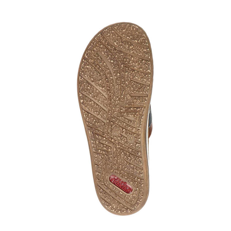 Rieker Dames teenslippers pantoletten donkerblauw textiel, blauw, 40 EU