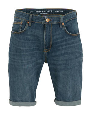 slim fit jeans short blauw