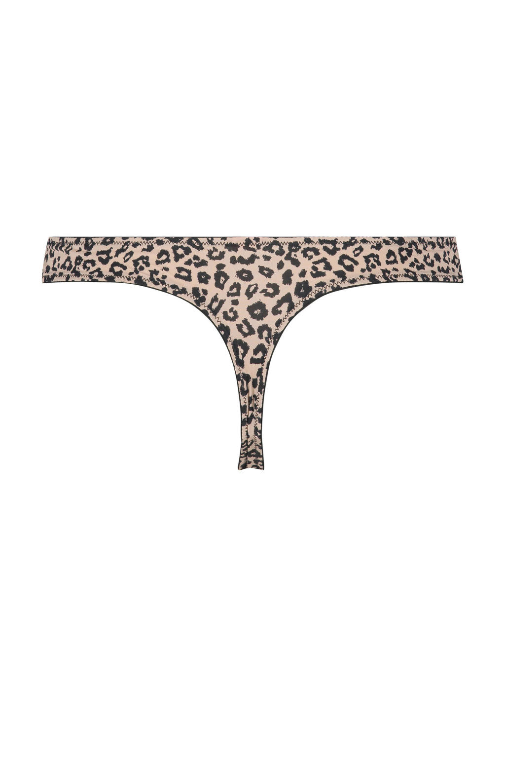 Hunkemöller string Giselle met panterprint lichtbeige/zwart | wehkamp