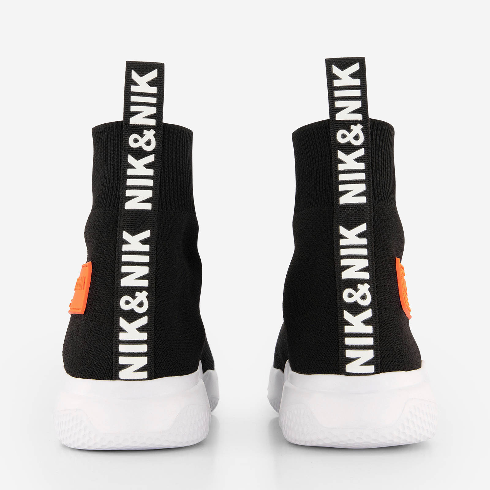 NIK\u0026NIK Jake sock sneakers zwart/oranje | wehkamp