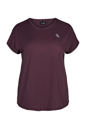 Plus Size sport T-shirt paars/donkerrood