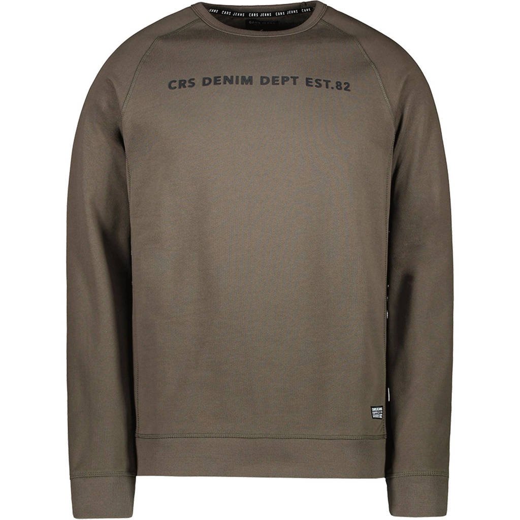 Cars sweater Creased met tekst army groen, Army groen
