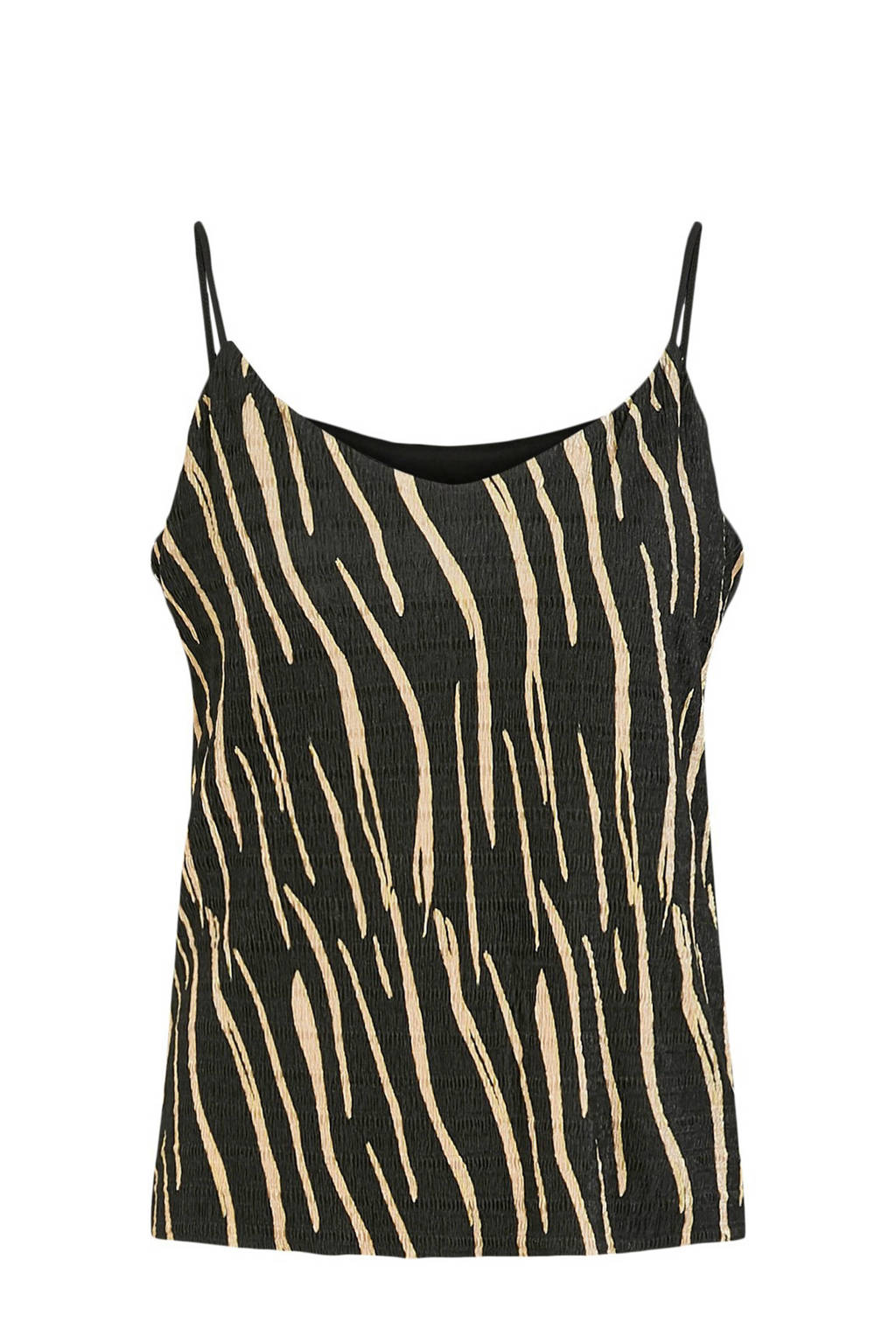 PIECES singlet met all over print en textuur zwart/beige, Zwart/beige
