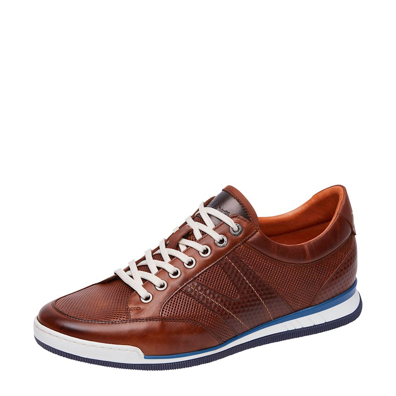 Van Lier leren sneakers cognac | wehkamp