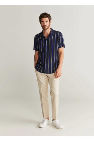 gestreept slim fit overhemd marine