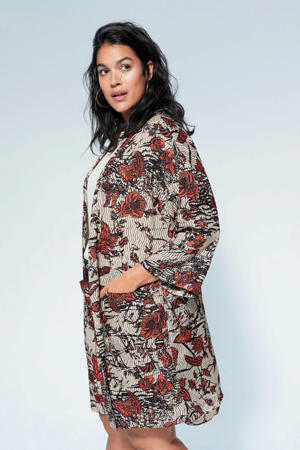 gebloemd vest middenoranje