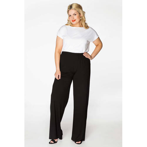 YOEK high waist bootcut fit broek van travelstof DOLCE zwart