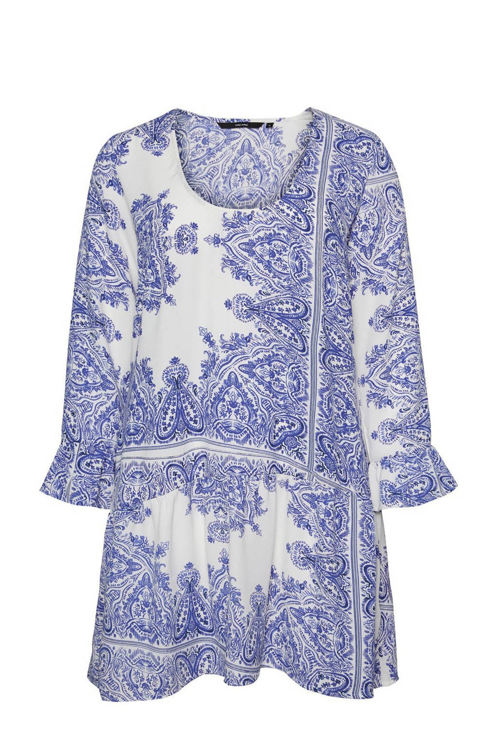 VERO MODA CURVE jurk met all over print wit/blauw, Wit/blauw