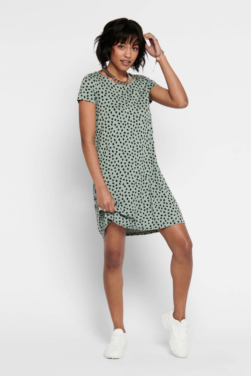 Emulatie Koel Eerste ONLY jurk met all over print ONLBERA groen/zwart | wehkamp