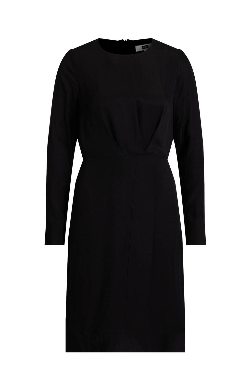 WE Fashion jurk met plooien zwart, Zwart