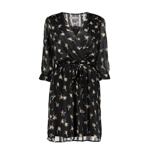 Geisha semi transparante jurk met all over print en glitters zwart goud Geisha semi transparante jurk met all over print en glitters zwart goud