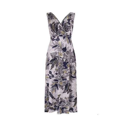 Tramontana jersey jurk met bladprint wit multi Tramontana jersey jurk met bladprint wit multi