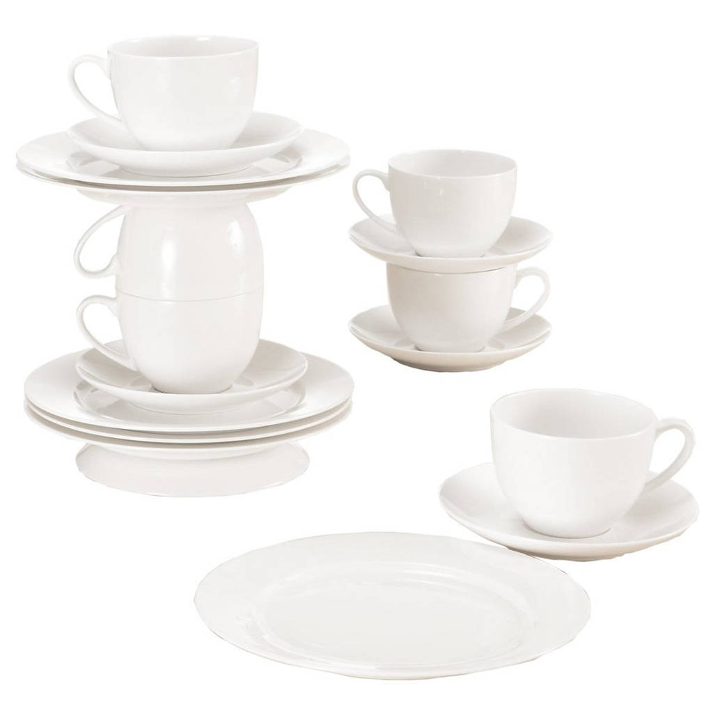 Maxwell & Williams koffie/theeset Cashmere Villa (set van 18), Wit