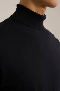 Zwarte heren WE Fashion Fundamentals fijngebreide coltrui Black Uni van katoen met melée print en lange mouwen
