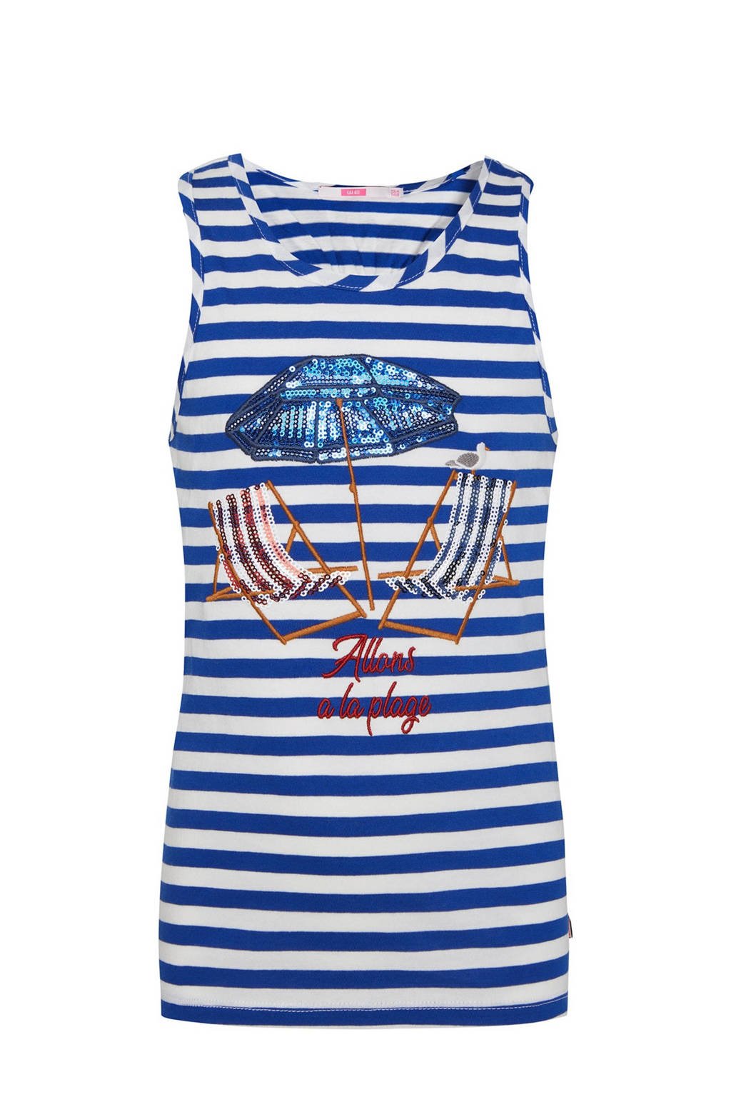WE Fashion gestreepte singlet blauw/wit/rood, Blauw/wit/rood