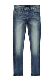 thumbnail: Stonewashed jongens LMTD skinny jeans van denim met rits- en knoopsluiting en effen