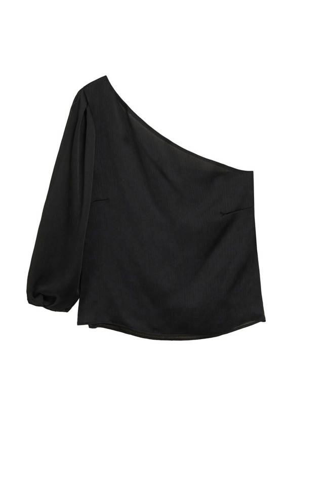 Mango one shoulder top zwart wehkamp