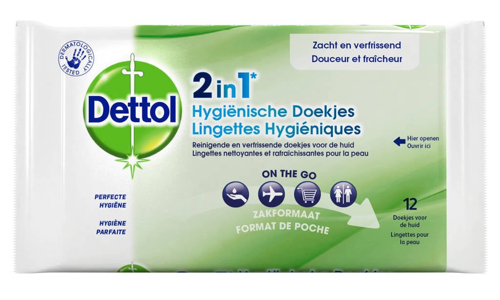 Dettol 2in1 hygienische doekjes - 12 doekjes
