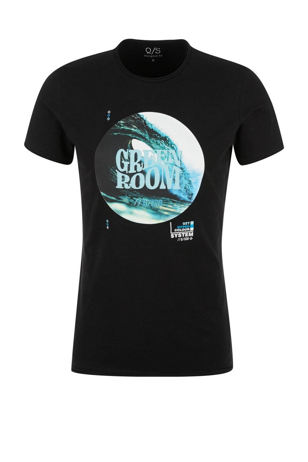 Q/S designed by T-shirt met printopdruk zwart, Zwart