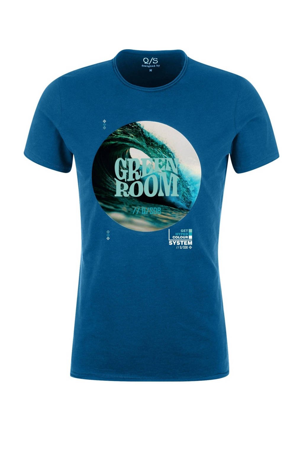 Q/S designed by T-shirt met printopdruk blauw, Blauw