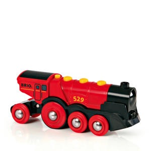houten Rode locomotief op batterijen - 33592