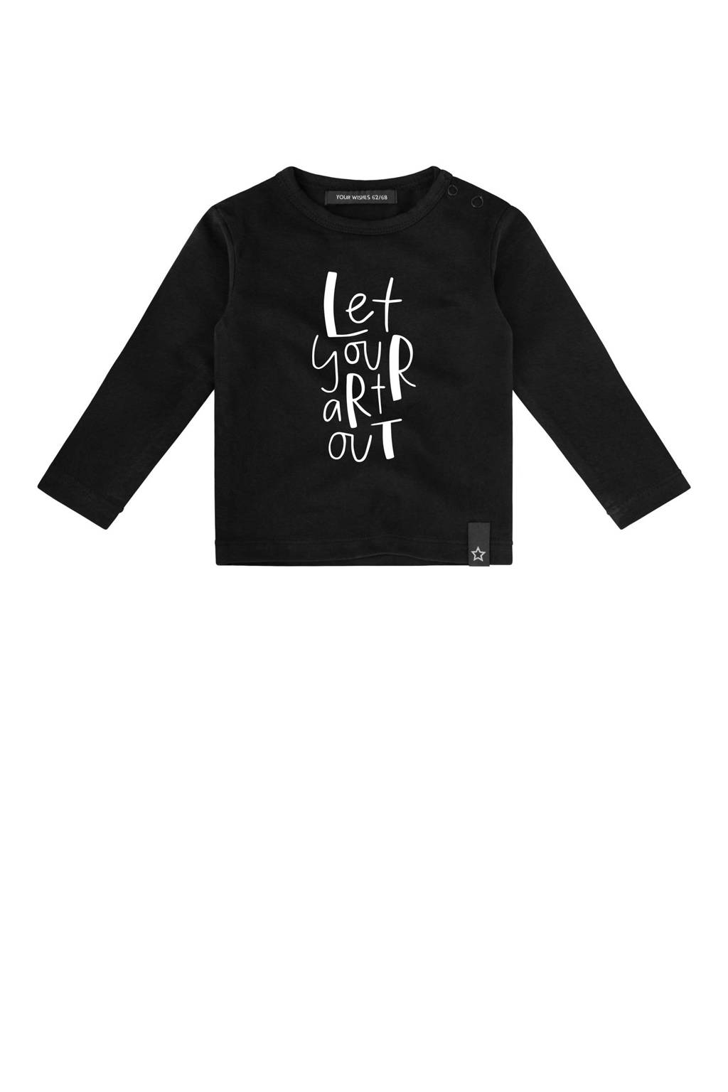 Your Wishes longsleeve met printopdruk zwart, Zwart