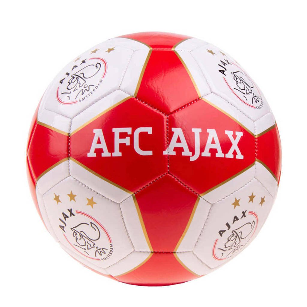 Ajax Ajax Ajax voetbal groot rood/wit vlakken maat 5, Rood/wit