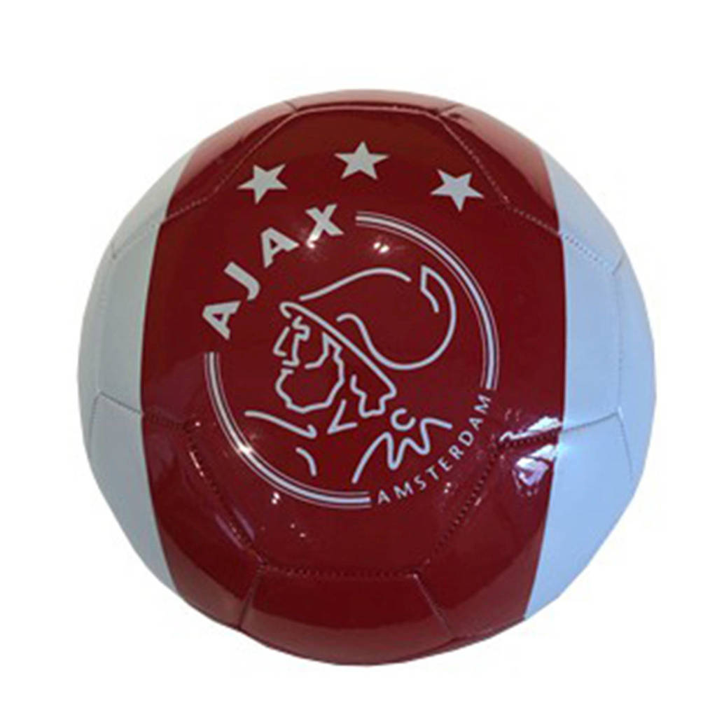 Ajax voetbal groot wit met rode baan en kruizen maat 5, Wit/rood