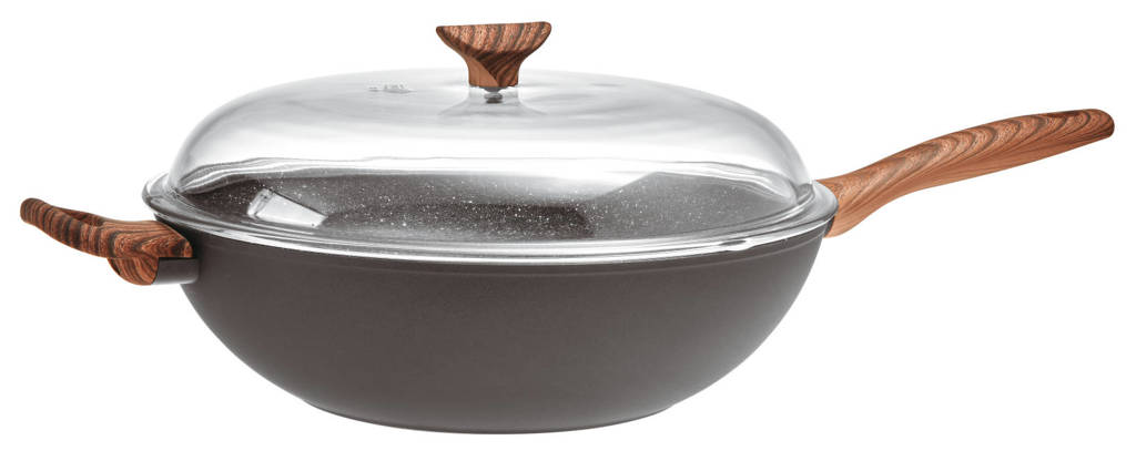 Sambonet wokpan Rock 'n' Rose (Ø32 cm), Houtkleurig,Zwart